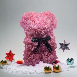 Pink Rose Bear Cute Gift Soft Life Girlfriend Teddy Surprise Idea Girly Decor